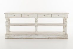 Hot Flamant Henrice, Table Console, 3 Niveaux, 4 Tiroirs, Finition Antique